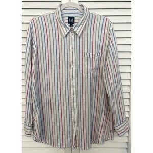GAP Shirt Linen Rayon Blend Long Sleeve Button Up Women’s Size XL